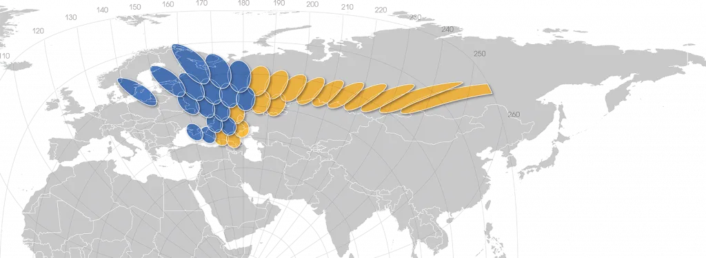 Зона покрытия спутникового интернета Газпром спутника Ямал-601 в Анапе